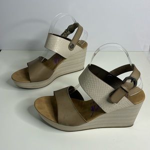 Neutral platform wedge sandals, Blowfish size 10